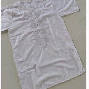 Men's 100% Cotton Tunic Shirt with Embroidery (white / black)