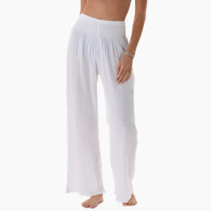 100% Cotton Wide Leg Pants - White