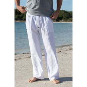 100% Cotton Santorini Pants (White Peruvian Pima Cotton)