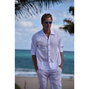100% Cotton Long Sleeve Dress Shirt - Harbor (Peruvian Pima Cotton)