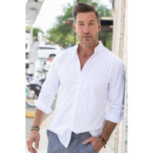 100% Cotton Long Sleeve Dress Shirt - Valentino (Peruvian Pima Cotton / White)