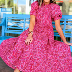 100% cotton Rose Red Floral Tiered Maxi Dress