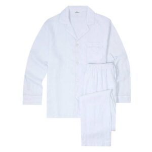 100% Linen Men's Pajama Set - white