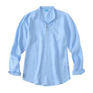 100% Linen Half-Zip Pullover Shirt