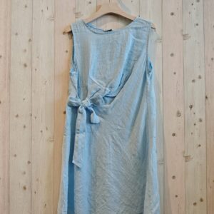 100% Linen Sleeveless Tunic with Bow - (One Size Fits Most / Many Colors)
