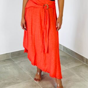 100% Linen Skirt with Coconut Buckle (One Size Fits Most / Many Colors)