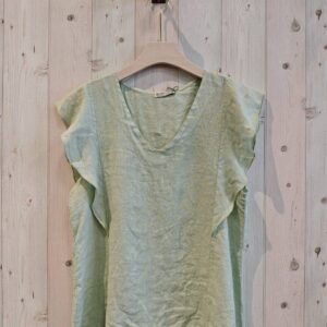 100% Linen Ruffle Sleeve Tunic - (One Size Fits Most / Many Colors)