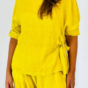 100% Linen Tunic with Bow - (One Size Fits Most / Many Colors)