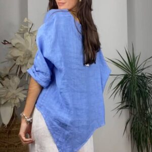 100% Linen Side Button Tunic - (One Size Fits Most / Many Colors)