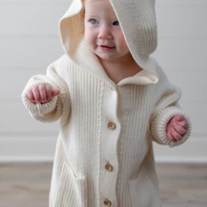 100% Cotton - Cloud Cream Hooded Knit Playsuit