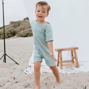 100% Cotton Play Romper - Pacific Blue